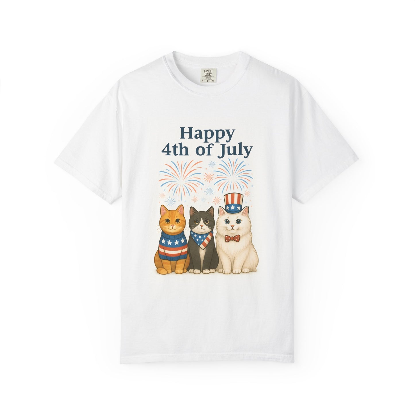4th of July Cat Trio T-Shirt,Unisex 4th of July Tee, Animal Lovers Gift, Summer Celebration Shirt, Casual Holiday Apparel