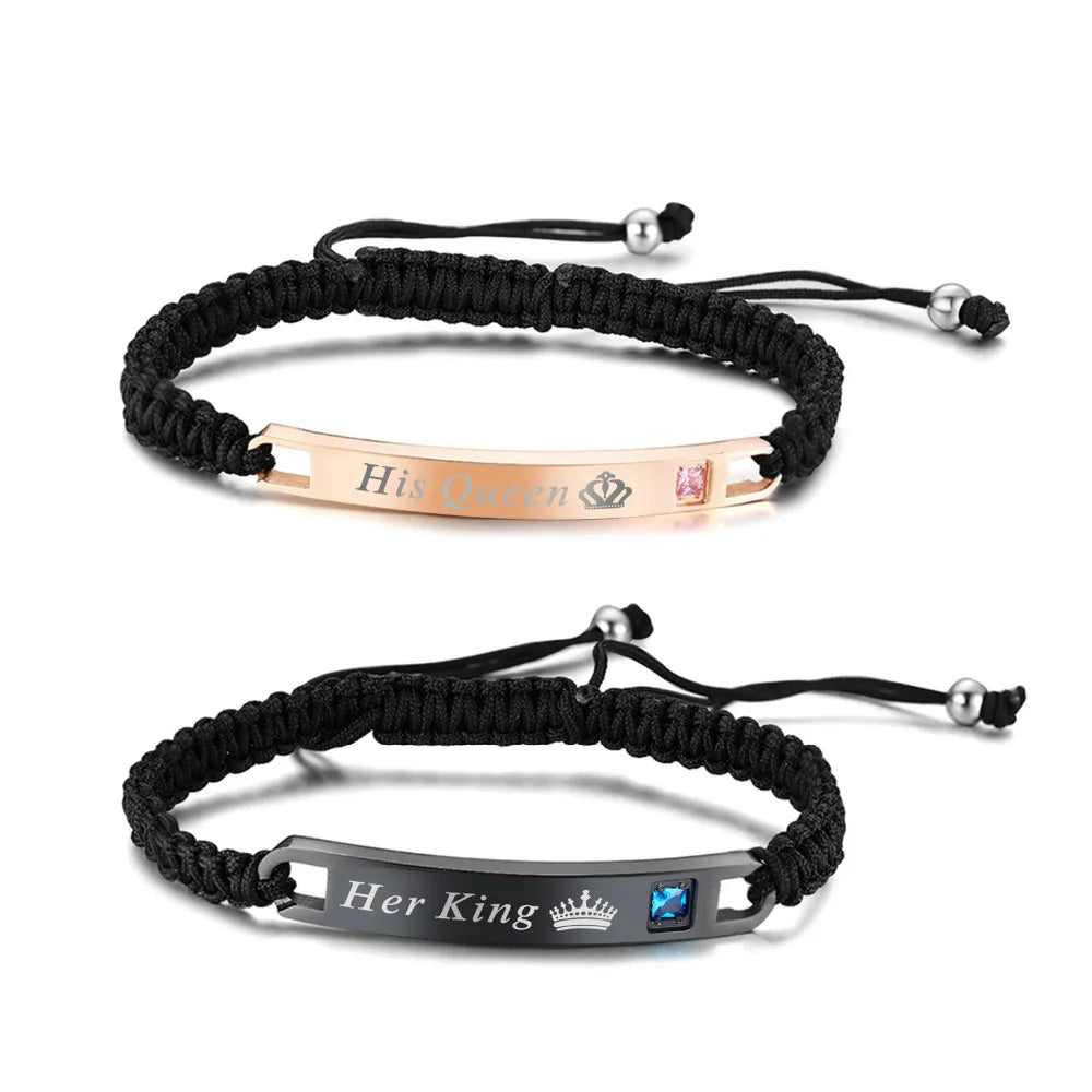 His Queen Her King Adjustable Couple Bracelet