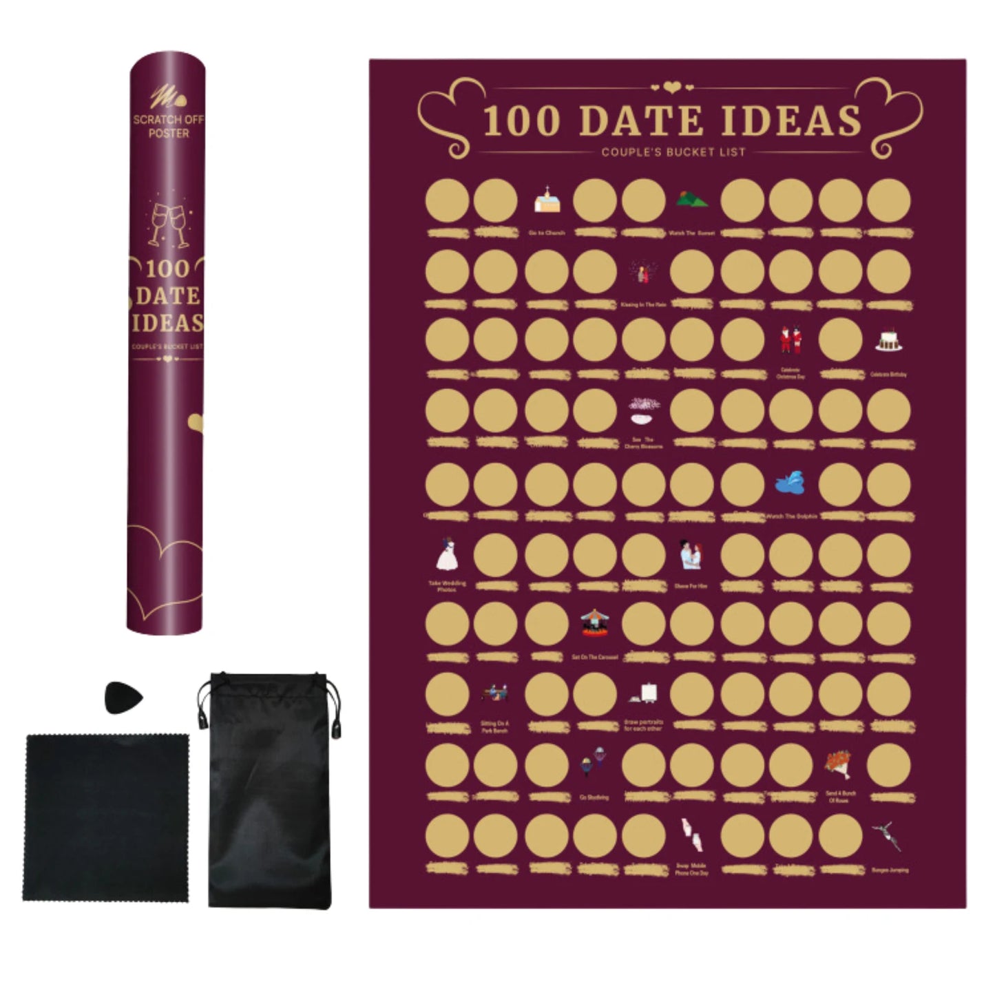 100 Date Ideas Scratches Off Poster Adventure Challenge