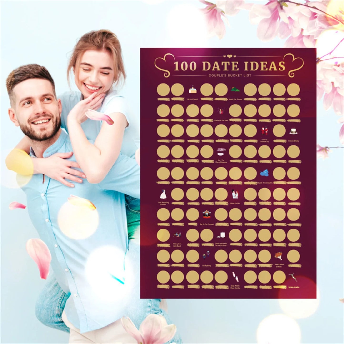 100 Date Ideas Scratches Off Poster Adventure Challenge