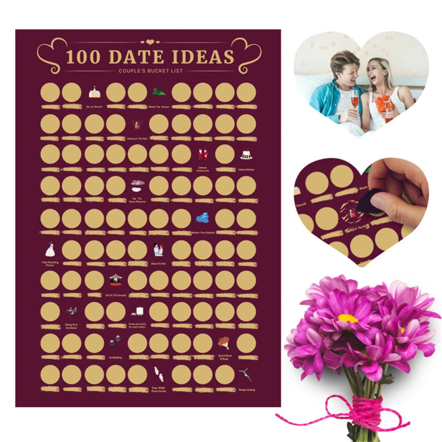 100 Date Ideas Scratches Off Poster Adventure Challenge