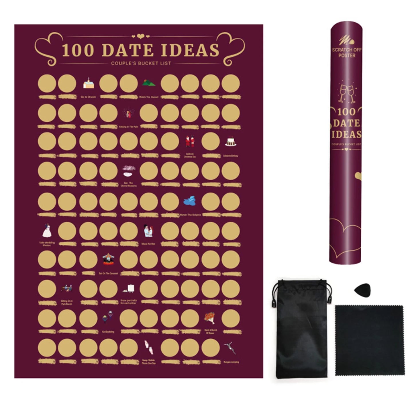 100 Date Ideas Scratches Off Poster Adventure Challenge