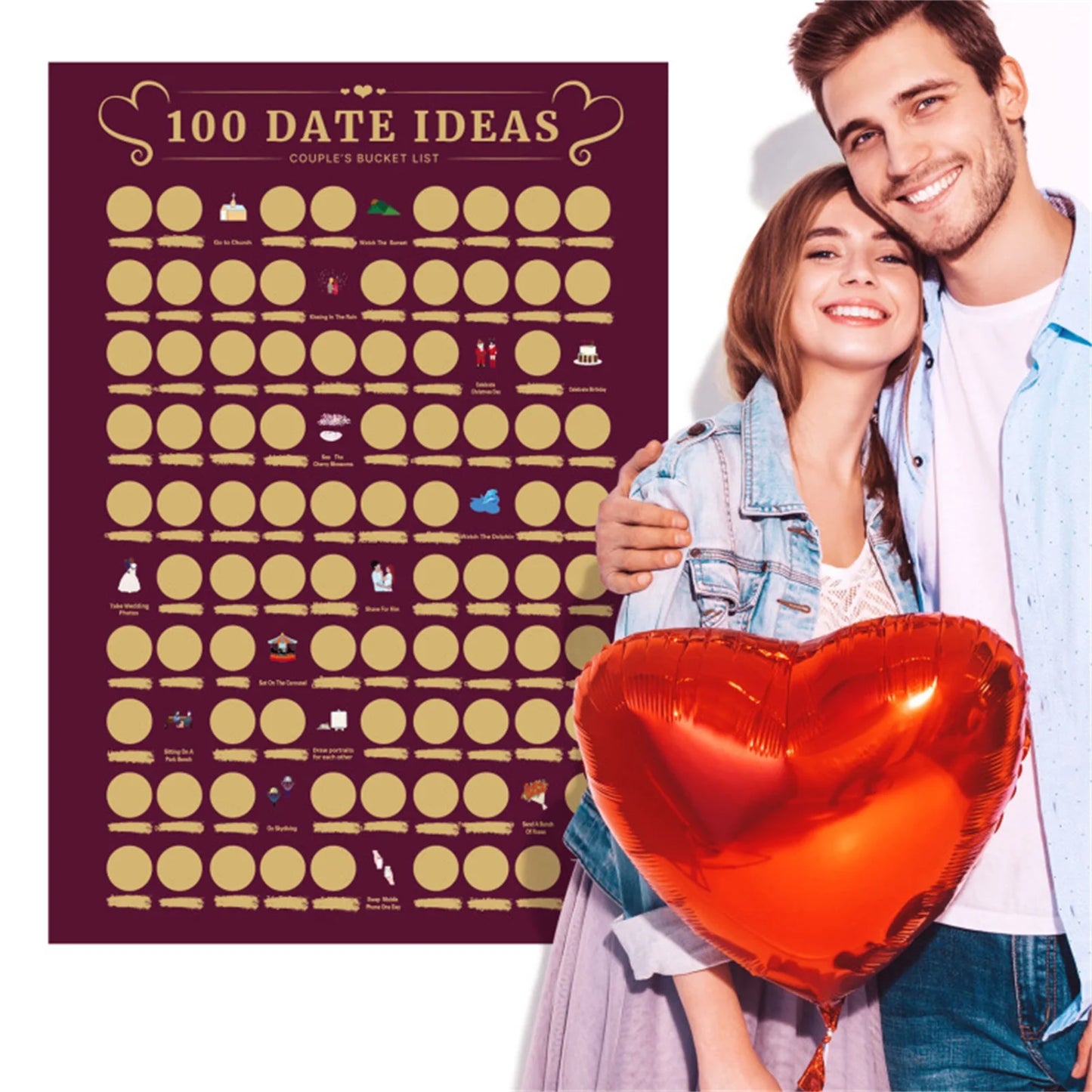 100 Date Ideas Scratches Off Poster Adventure Challenge