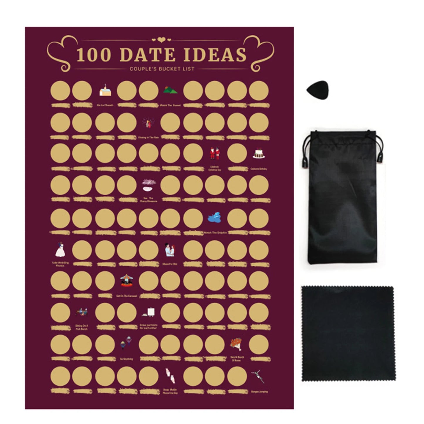 100 Date Ideas Scratches Off Poster Adventure Challenge